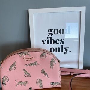 Kate Spade Morgan Leopard Double-Zip Dome Pink Crossbody Bag